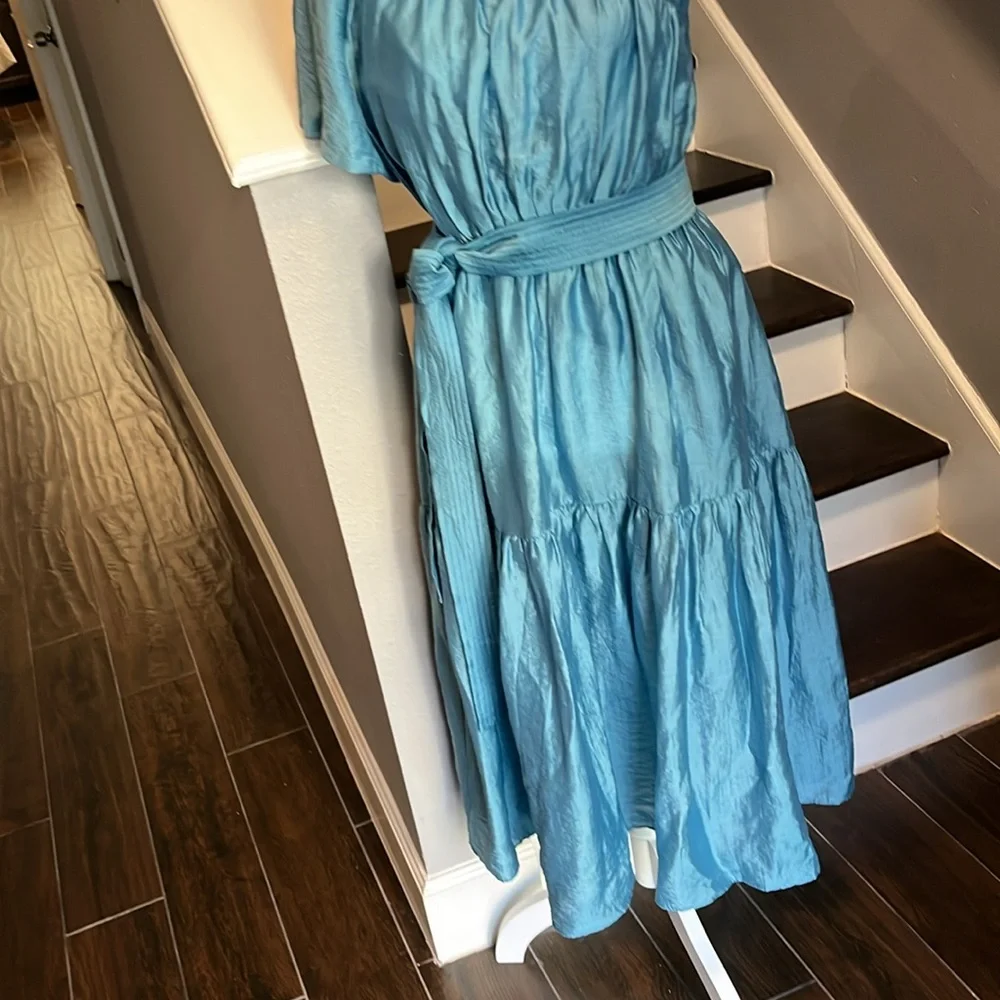 Luminary Fine Collection stunning Blue off one shoulder dress. Worn once. Lg. - Picture 10 of 16